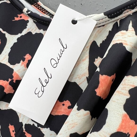 Edel Qual Swimsuit Top L Women Animal Leopard Print Cropped Flowy Flounce NWT - Picture 6 of 8